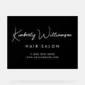 ビジネス名スタイリッシュ署名スクリプト黒 アクリルサイン (正面)