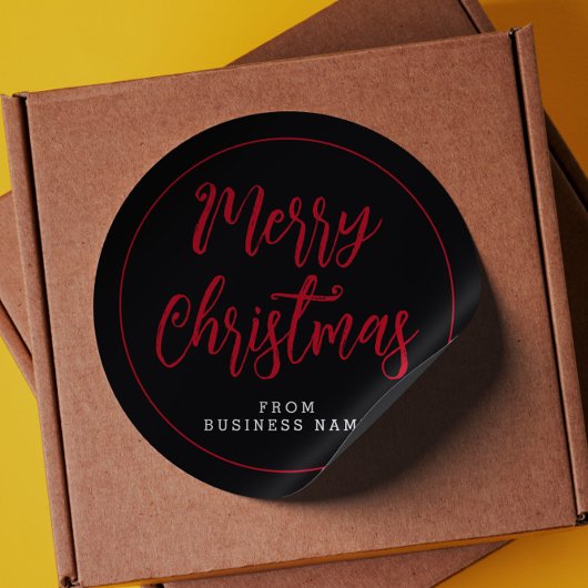 ビジネス名ステッカーからのメリークリスマス ラウンドシール