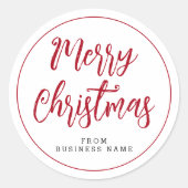 ビジネス名ステッカーからのメリークリスマス ラウンドシール (正面)