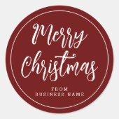 ビジネス名ステッカーからのメリークリスマス ラウンドシール (正面)