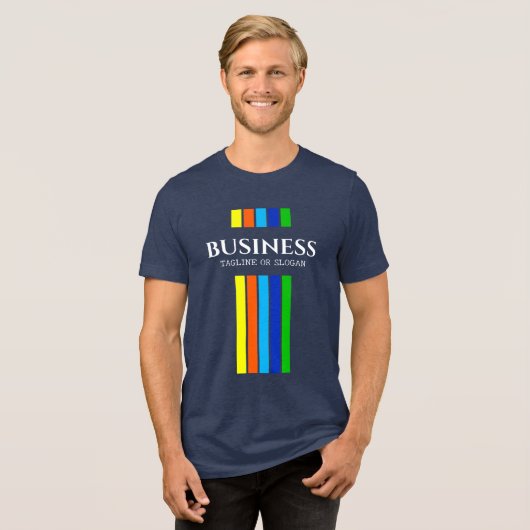 ビジネス名タグラインのモダン縦ストライプ列 トライブレンドＴシャツ (正面全面)