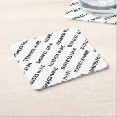 ビジネス名パターン |黒と白 スクエアペーパーコースター (アングル)