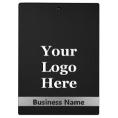 ビジネス名ブラックとシルバーあなたのロゴテンプレート クリップボード (裏面)