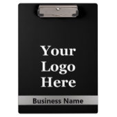 ビジネス名ブラックとシルバーあなたのロゴテンプレート クリップボード (正面)