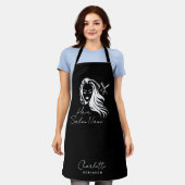 ビジネス名ヘアサロンブラック エプロン (着用した状態)
