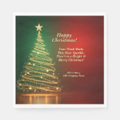 ビジネス名メッセージグリーンクリスマスツリー スタンダードランチョンナプキン (正面)