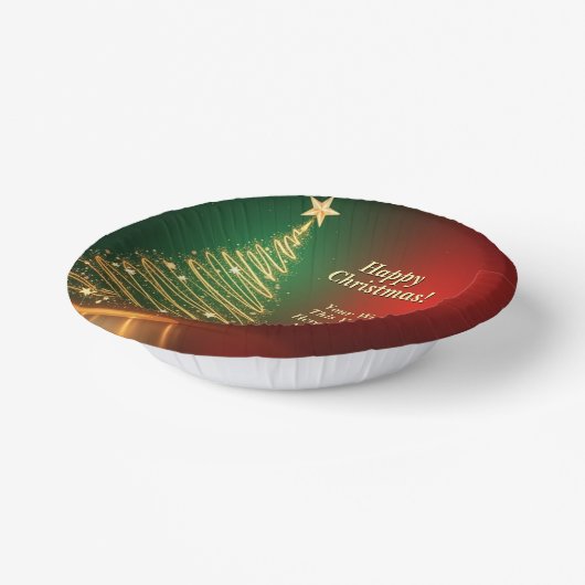 ビジネス名メッセージグリーンクリスマスツリー ペーパーボウル (傾斜あり)