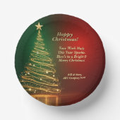 ビジネス名メッセージグリーンクリスマスツリー ペーパーボウル (正面)