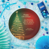 ビジネス名メッセージグリーン金ゴールドクリスマスツリー9" ペーパープレート (パーティー)