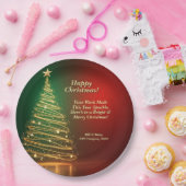 ビジネス名メッセージグリーン金ゴールドクリスマスツリー9" ペーパープレート (パーティー)