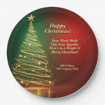 ビジネス名メッセージグリーン金ゴールドクリスマスツリー9"