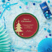 ビジネス名メッセージレッド、金ゴールドクリスマスツリー7" ペーパープレート (パーティー)