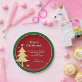 ビジネス名メッセージレッド、金ゴールドクリスマスツリー7" ペーパープレート (パーティー)