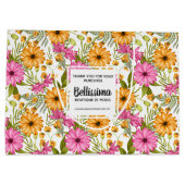 ビジネス名モダンイエローピンクフローラ ラージペーパーバッグ (裏面)