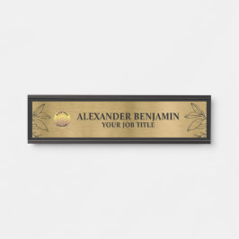 ビジネス名ロゴ金ゴールドブラックエレガントカスタム サインプレート