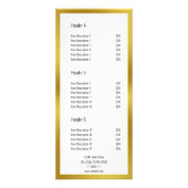 ビジネス名白およびフェイク金ゴールド価格表 ラックカード (裏面)