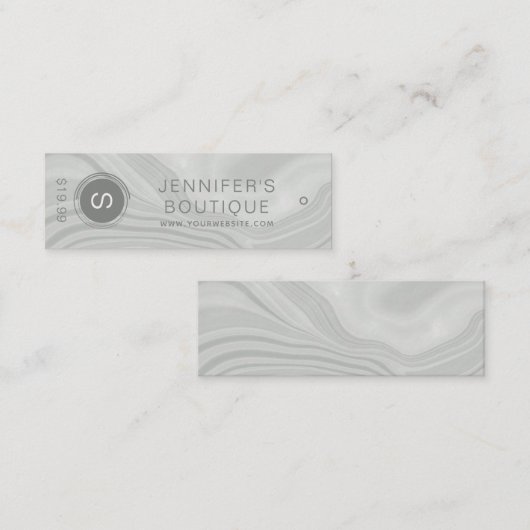 ビジネス名衣料品価格サイズつるラベル大理石 コーリングカード (正面/裏面)