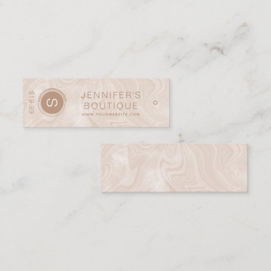ビジネス名衣料品価格サイズつるラベル大理石 コーリングカード (正面/裏面)