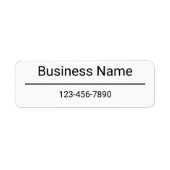ビジネス名電話番号（白黒）文字 ラベル (正面)