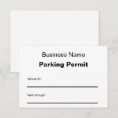 ビジネス名駐車許可証カード ノートカード (正面/裏面)