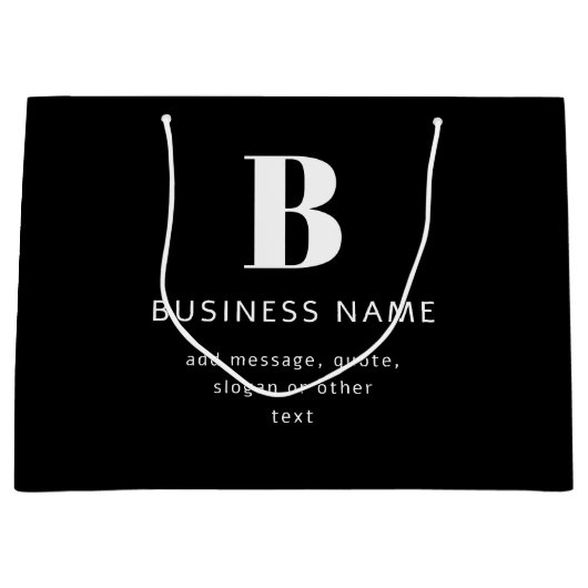 ビジネス名、モノグラム＆追加テキストを作成 ラージペーパーバッグ (正面)