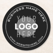ビジネス名、Webサイト+アップロードされたイメージ ラウンドペーパーコースター (正面)