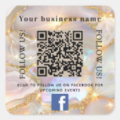 ビジネス名beige opal金ゴールドqrコードFacebook スクエアシール (正面)