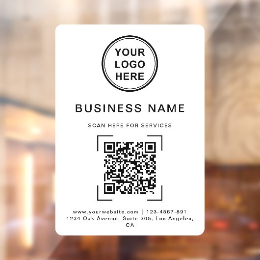 ビジネス名QRコードロゴ 白 ウィンドウサイン (シート2)
