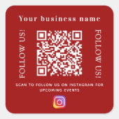 ビジネス名red qrコードInstagram スクエアシール (正面)