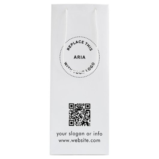 ビジネス向けのカスタムロゴとQRコード付きエコクラフトギフトバッグ ワインギフトバッグ (正面)