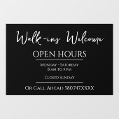 ビジネス向けウォークインウェルカムアンドオープン時間 ウィンドウサイン (シート)