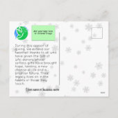 ビジネス向けカスタマイズ可能な寄付ライフカード シーズンポストカード (裏面)