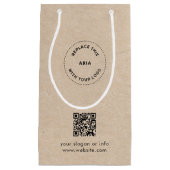 ビジネス向けカスタムロゴ＆QRコード付きエコギフトバッグ スモールペーパーバッグ (正面)