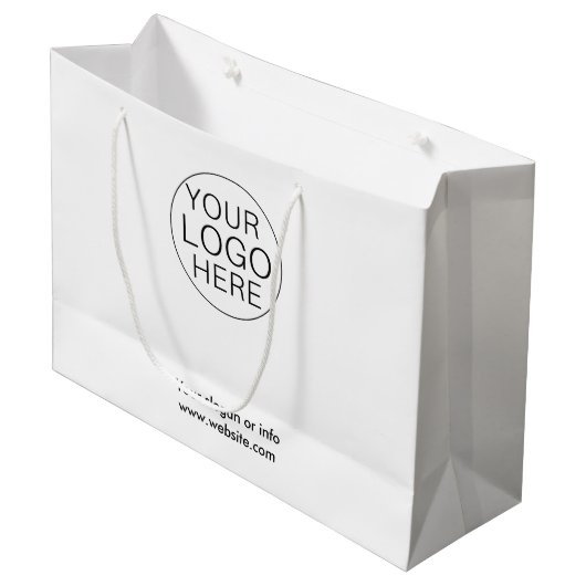 ビジネス向けカスタム抱き枕ロゴホワイト ラージペーパーバッグ (正面アングル)