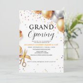 ビジネス向けグランドオープニングバルーンとリボン切断 招待状 (スタンド正面)