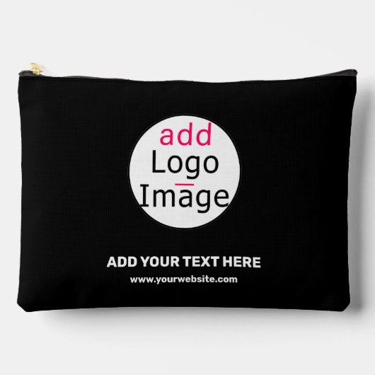 ビジネス向けシックなブラックミニマルカスタマイズ アクセサリーポーチ (正面)