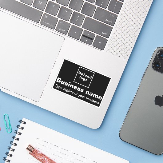 ビジネス向けタグラインの黒い長方形ビニールシール シール (ノートパソコンとiPhone)