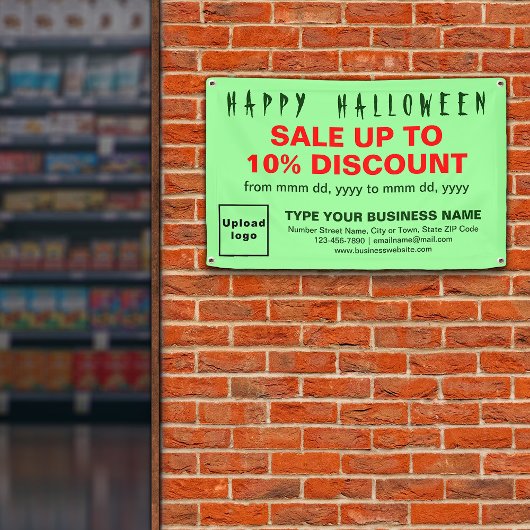 ビジネス向けハロウィーン販売(ライトグリーン長方形) 横断幕