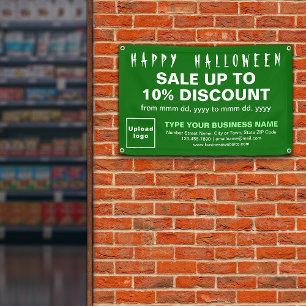 ビジネス向けハロウィーン販売(緑の四角形バナー) 横断幕