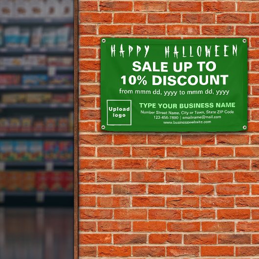 ビジネス向けハロウィーン販売(緑の四角形バナー) 横断幕