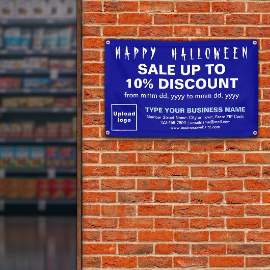 ビジネス向けハロウィーン販売(青い四角形のバナー) 横断幕