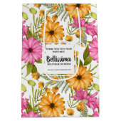 ビジネス向けパッモダンキングイエローピンクフローラ ミディアムペーパーバッグ (裏面)