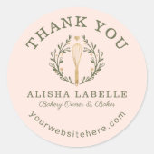 ビジネス向けピンクベーカリーウィスクロゴ ラウンドシール (正面)