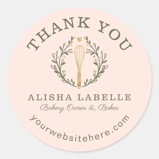 ビジネス向けピンクベーカリーウィスクロゴ ラウンドシール (正面)