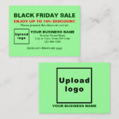 ビジネス向けブラックフライデーセールのライトグリーン 割引カード (正面/裏面)