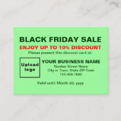 ビジネス向けブラックフライデーセールのライトグリーン 割引カード (正面)