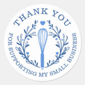 ビジネス向けブルーベーカリーウィスクロゴありがとう ラウンドシール (正面)