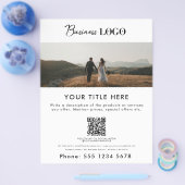 ビジネス向けプロモーション写真と文字QRコード結婚s チラシ (シングル)