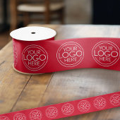 ビジネス向けロゴの追加ブランディング赤 サテンリボン