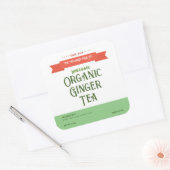 ビジネス向け白い緑の四角い製品ラベル スクエアシール (封筒)